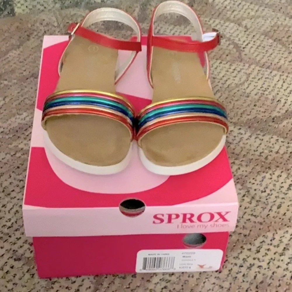 NIB Sprox girls metallic rainbow sandals in size 1